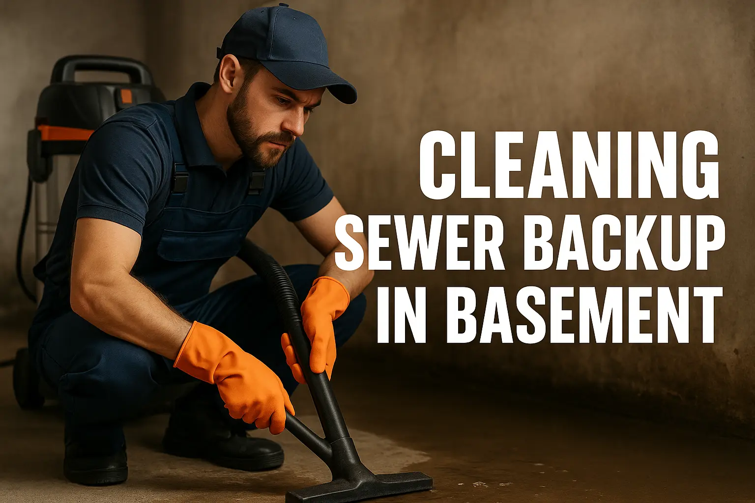 Cleaning Sewer Backup in Basement